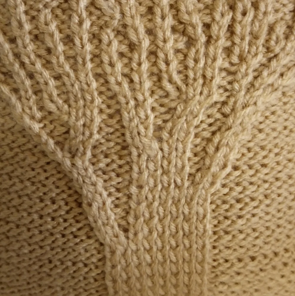 Hand Crafted Knit Throw Pillow Tree Cable Wood Buttons Cabin